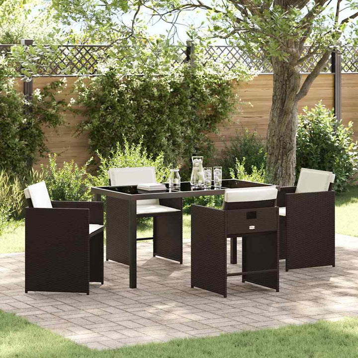 Have Spisebordssæt 5 pcs Brun polyrattan