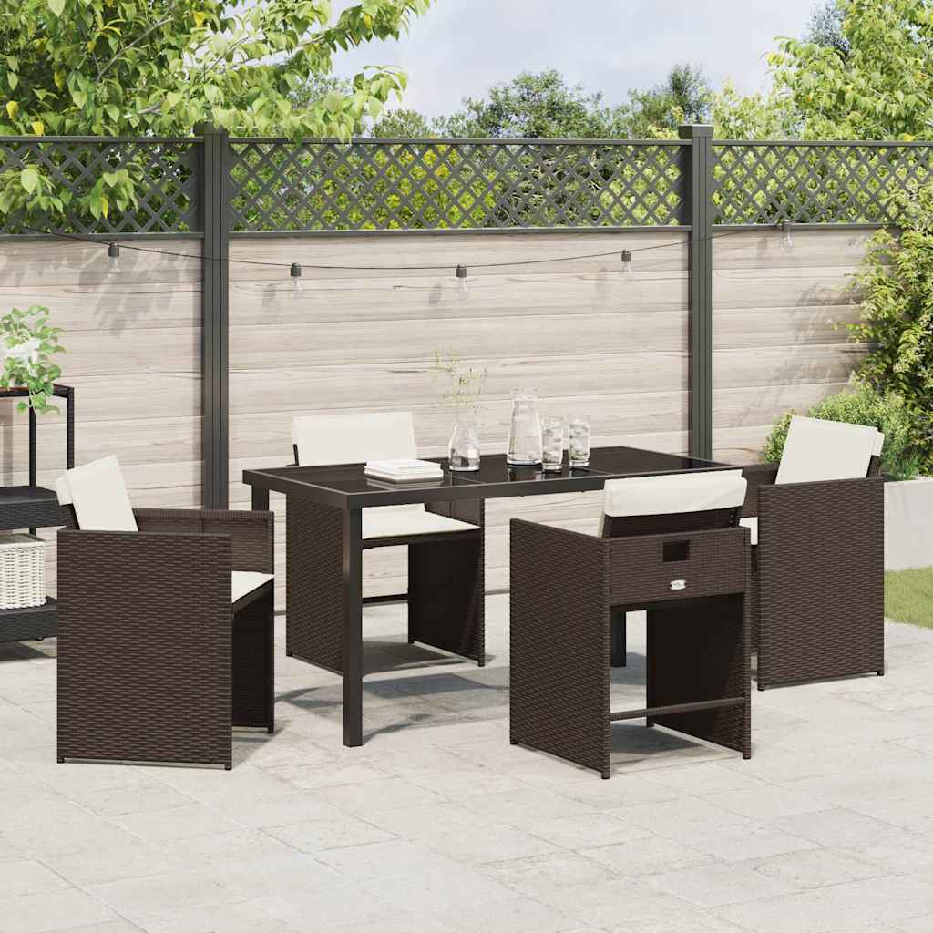 Have Spisebordssæt 5 pcs Brun polyrattan