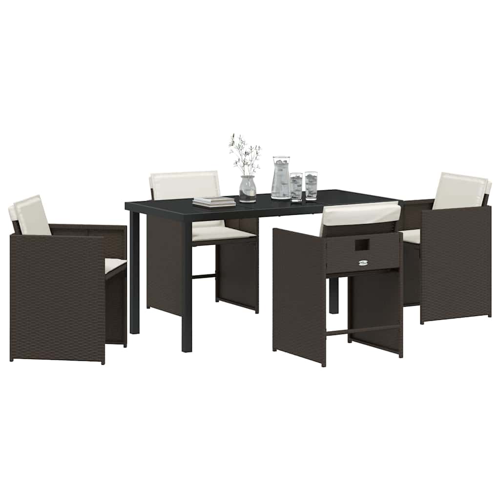 Have Spisebordssæt 5 pcs Brun polyrattan