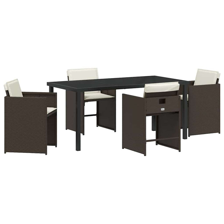 Have Spisebordssæt 5 pcs Brun polyrattan