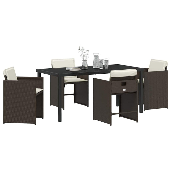 Have Spisebordssæt 5 pcs Brun polyrattan
