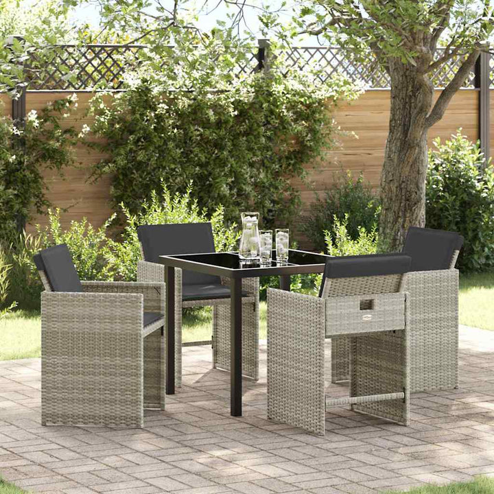 Have Spisebordssæt 5 pcs Lysegrå polyrattan