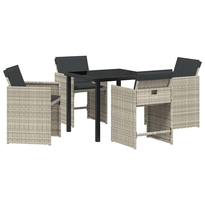 Have Spisebordssæt 5 pcs Lysegrå polyrattan