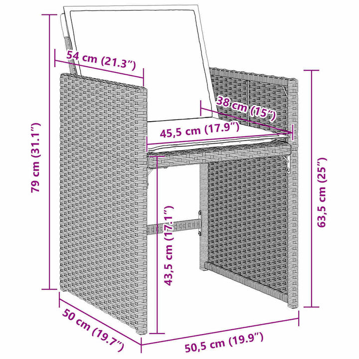 Have Spisebordssæt 5 pcs Lysegrå polyrattan