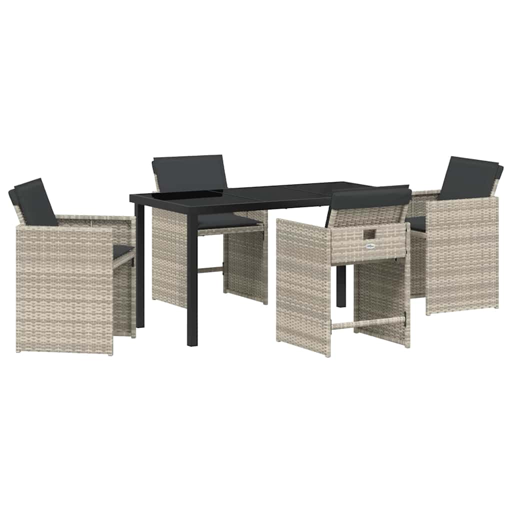 Have Spisebordssæt 5 pcs Lysegrå polyrattan