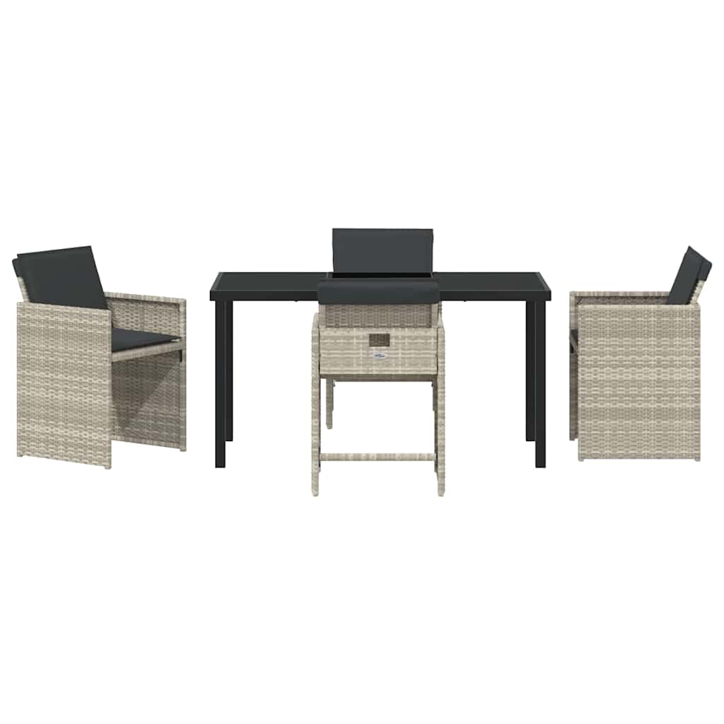 Have Spisebordssæt 5 pcs Lysegrå polyrattan