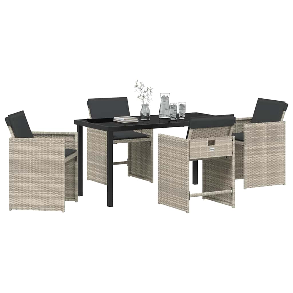 Have Spisebordssæt 5 pcs Lysegrå polyrattan