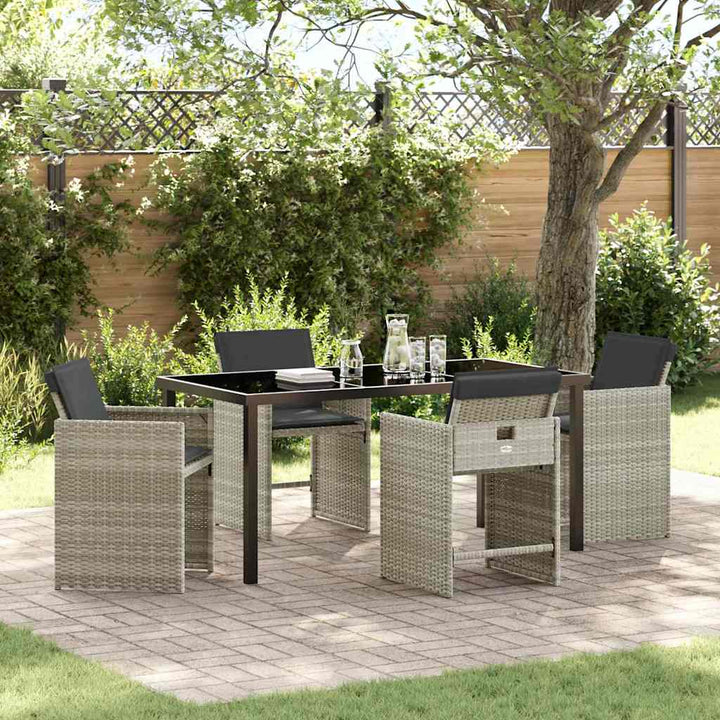Have Spisebordssæt 5 pcs Lysegrå polyrattan