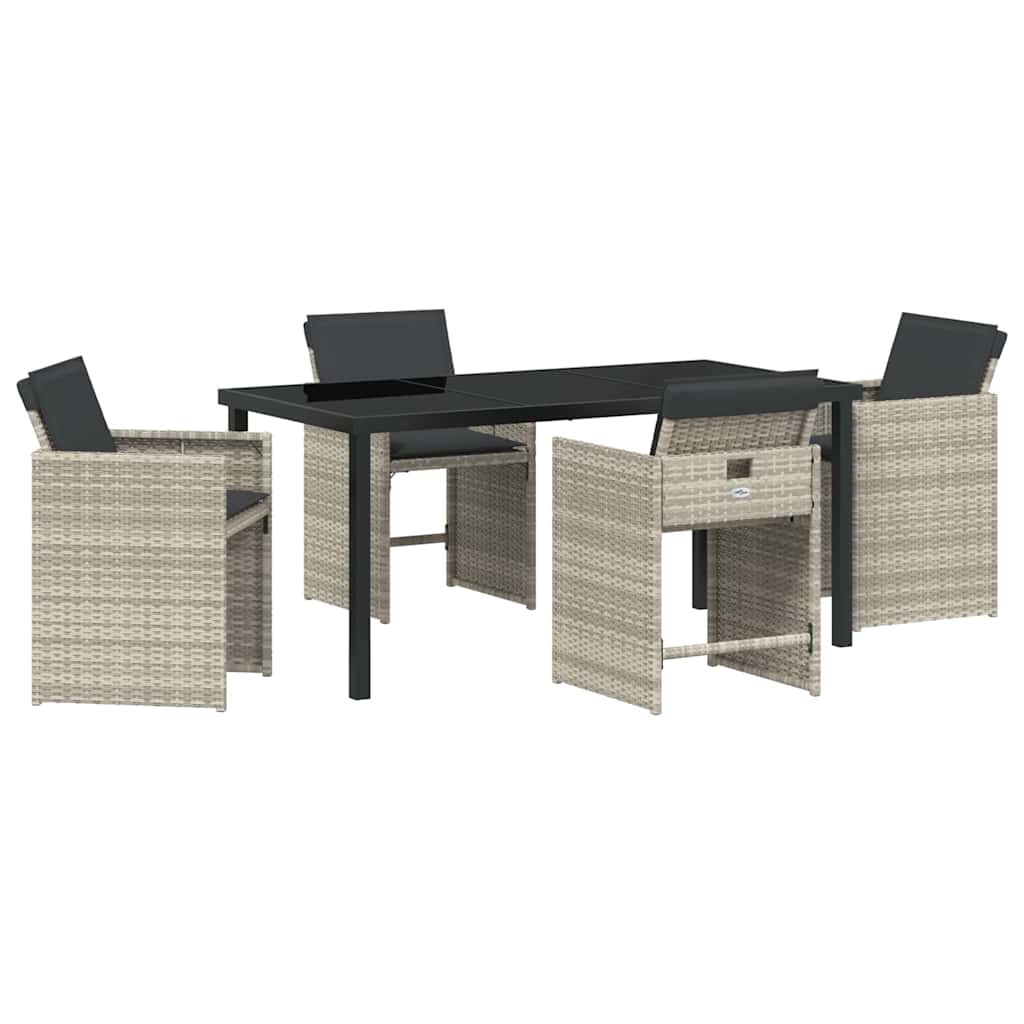 Have Spisebordssæt 5 pcs Lysegrå polyrattan