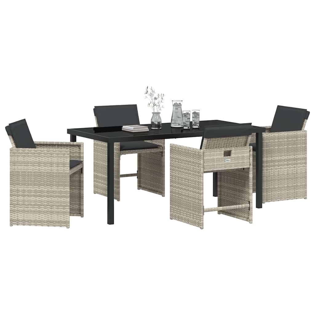Have Spisebordssæt 5 pcs Lysegrå polyrattan
