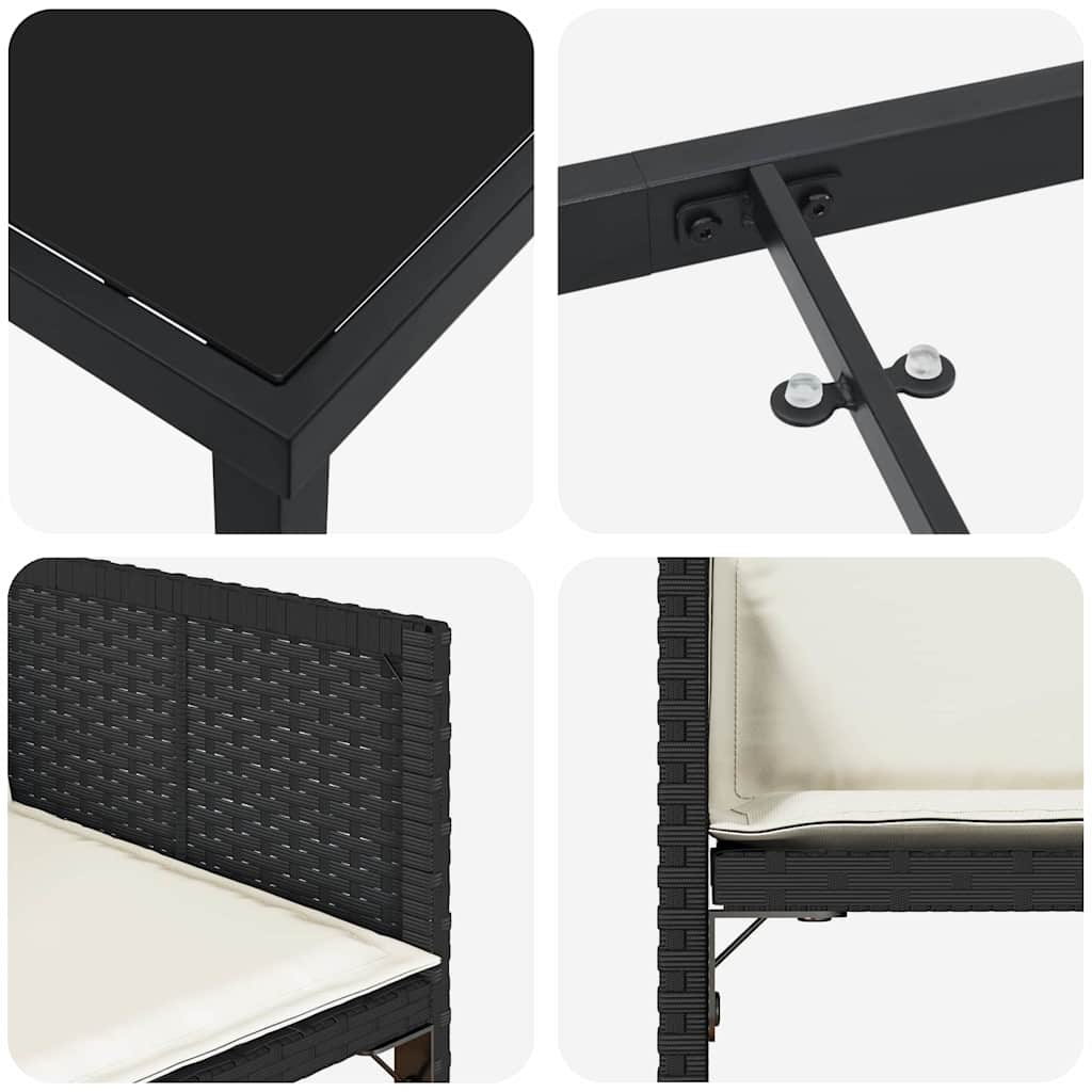 Have Spisebordssæt 5 pcs Sort polyrattan