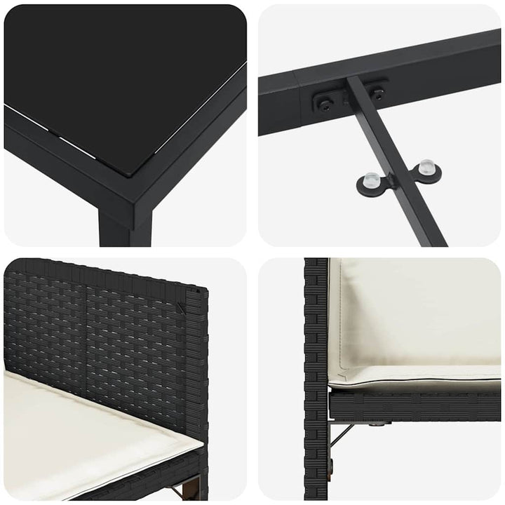 Have Spisebordssæt 5 pcs Sort polyrattan