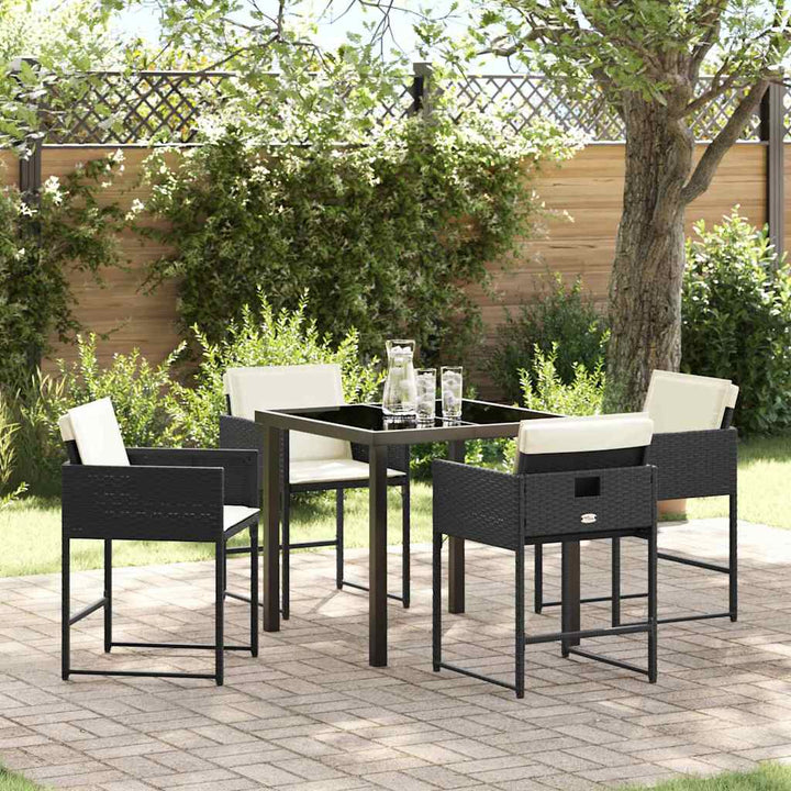 Have Spisebordssæt 5 pcs Sort polyrattan