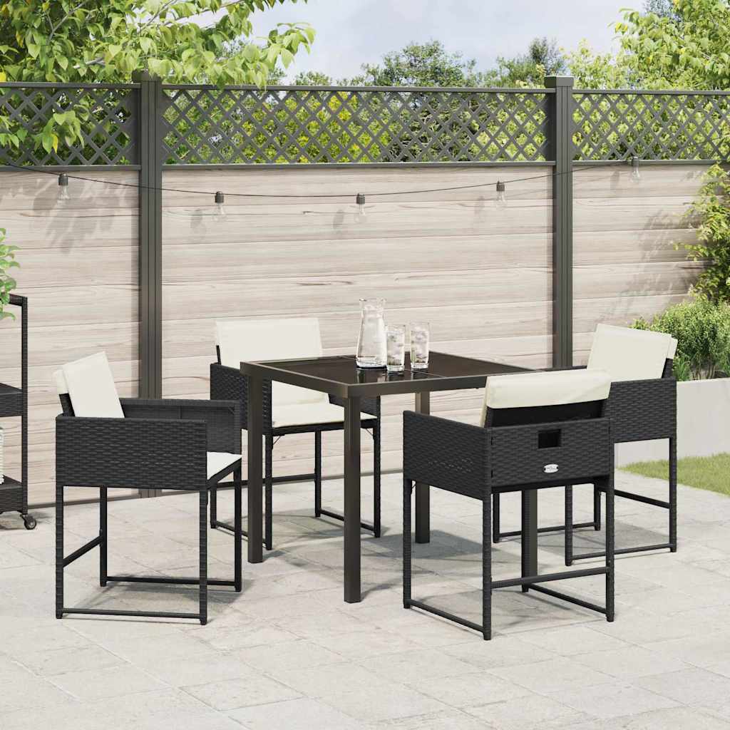 Have Spisebordssæt 5 pcs Sort polyrattan