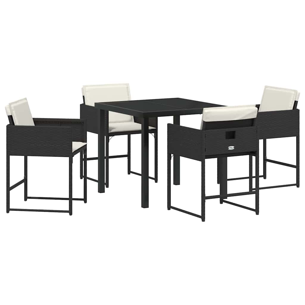 Have Spisebordssæt 5 pcs Sort polyrattan