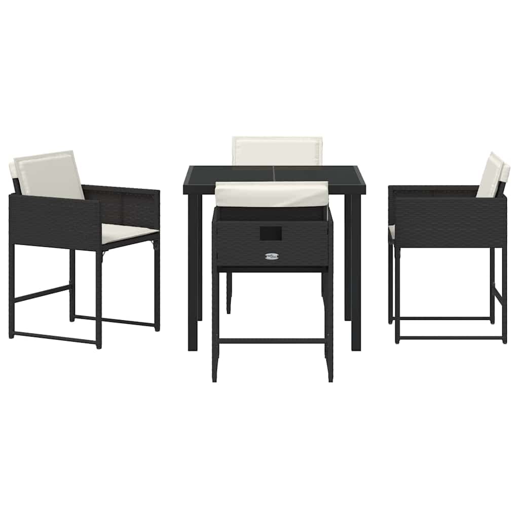 Have Spisebordssæt 5 pcs Sort polyrattan