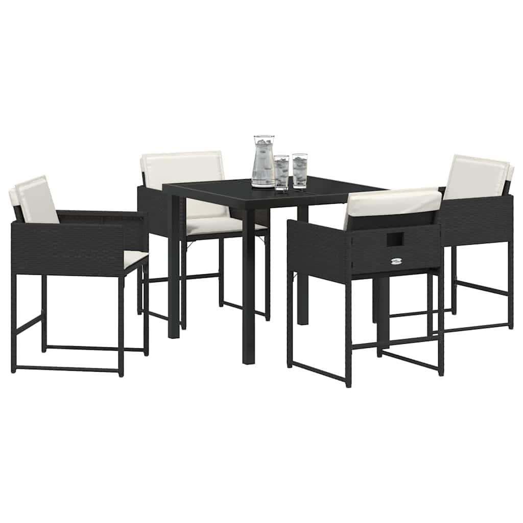 Have Spisebordssæt 5 pcs Sort polyrattan