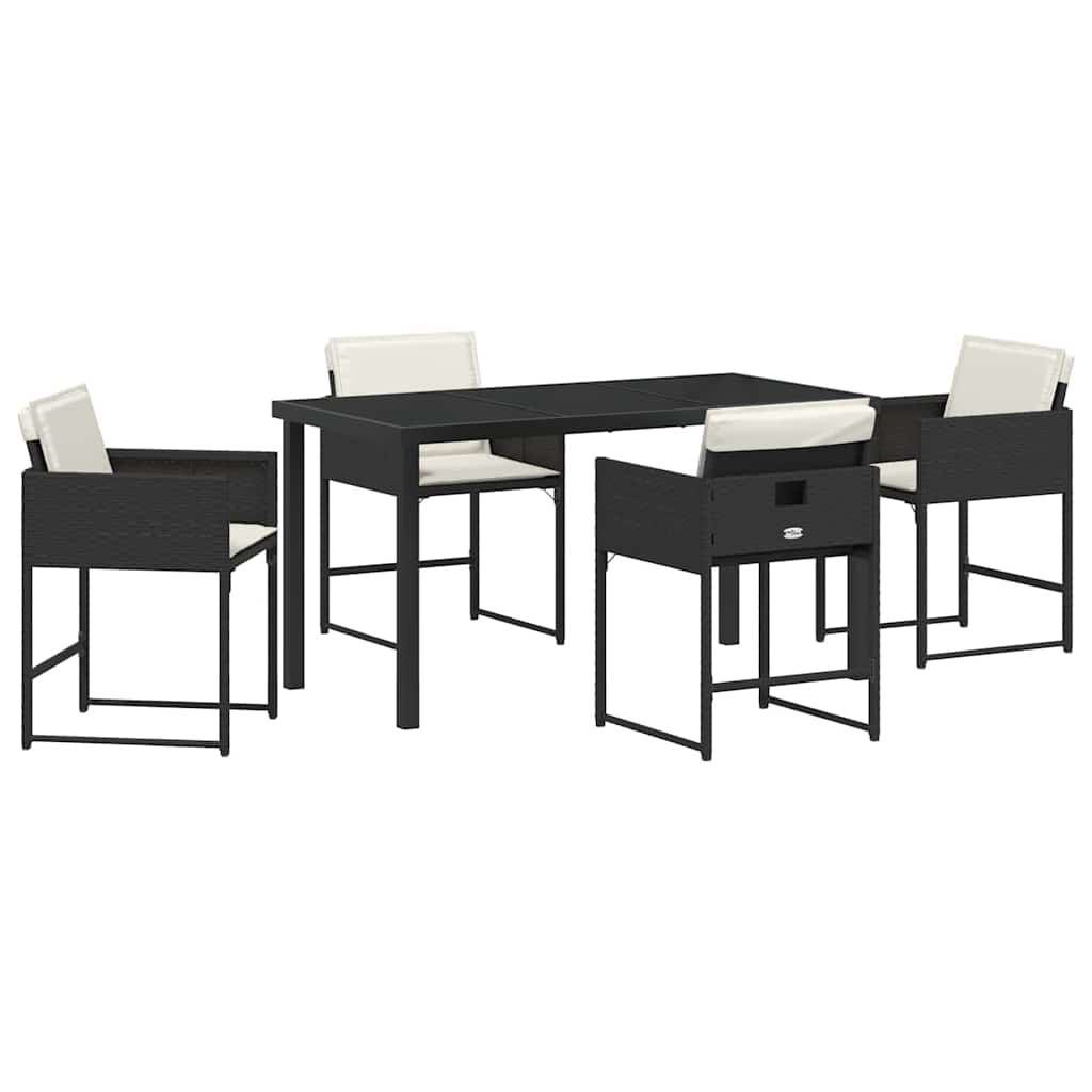Have Spisebordssæt 5 pcs Sort polyrattan