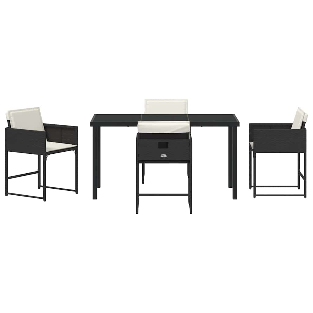 Have Spisebordssæt 5 pcs Sort polyrattan