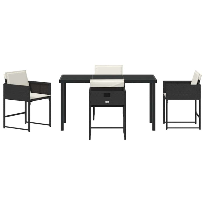 Have Spisebordssæt 5 pcs Sort polyrattan