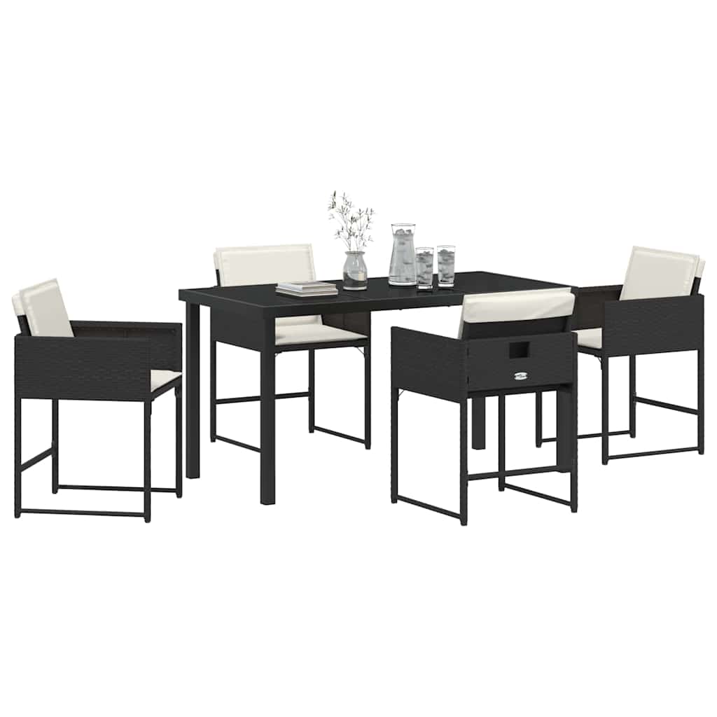 Have Spisebordssæt 5 pcs Sort polyrattan