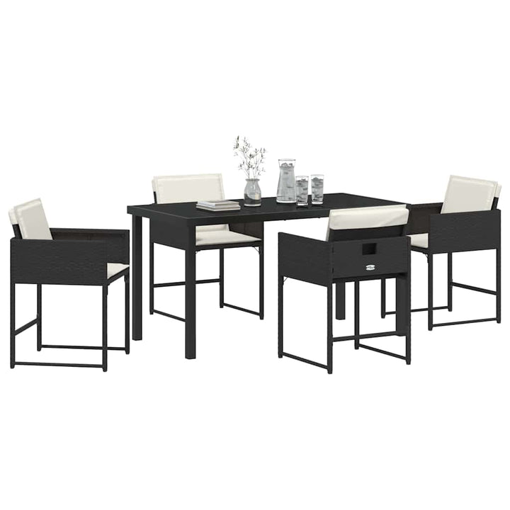 Have Spisebordssæt 5 pcs Sort polyrattan