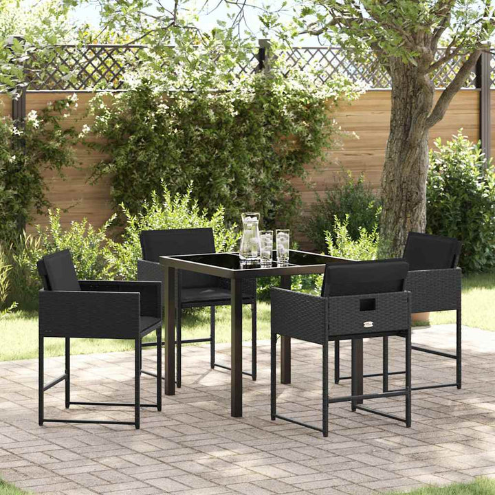Have Spisebordssæt 5 pcs Sort polyrattan