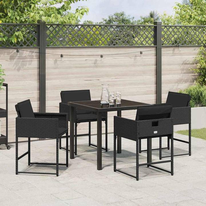 Have Spisebordssæt 5 pcs Sort polyrattan