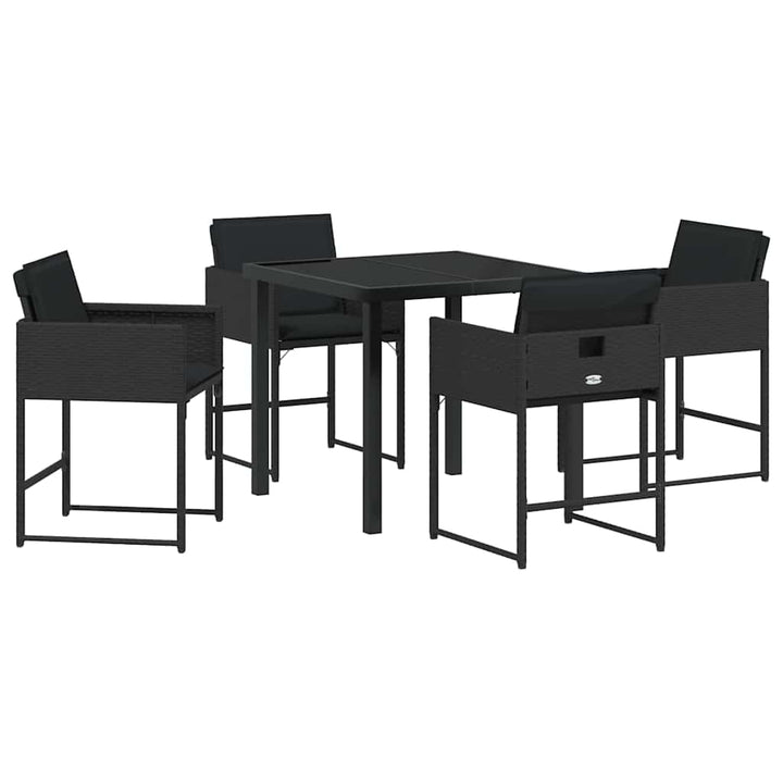 Have Spisebordssæt 5 pcs Sort polyrattan