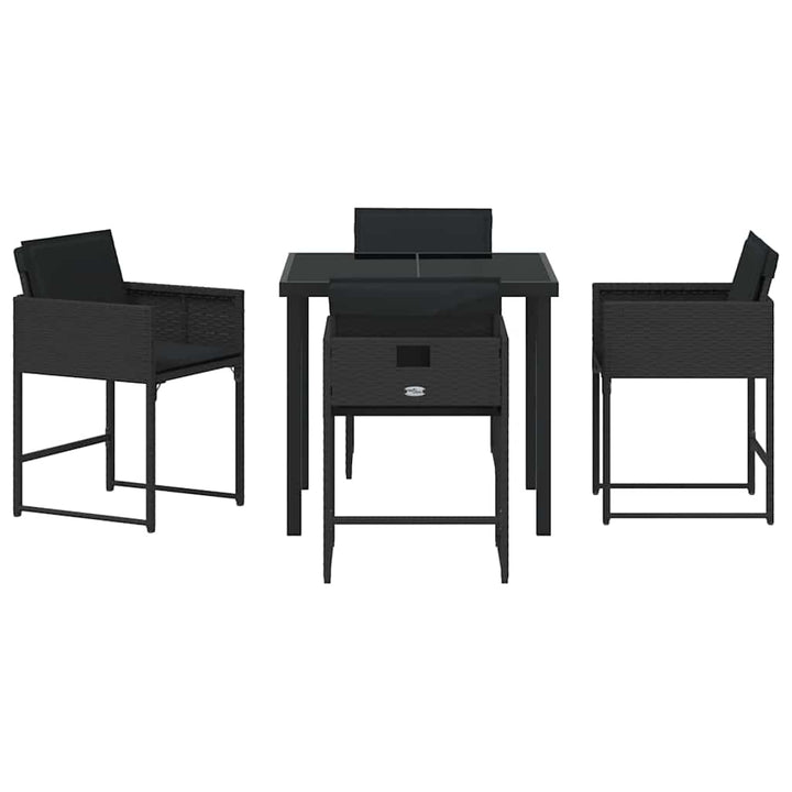 Have Spisebordssæt 5 pcs Sort polyrattan