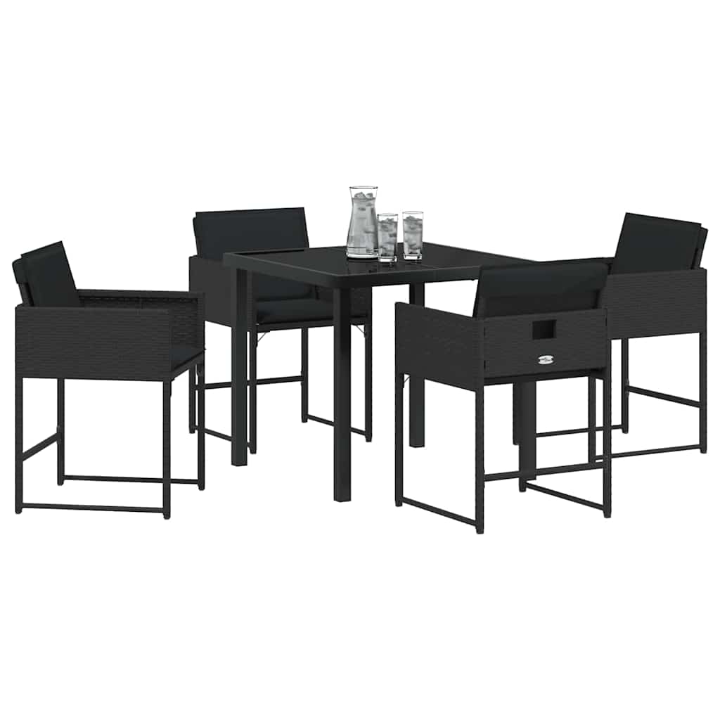 Have Spisebordssæt 5 pcs Sort polyrattan