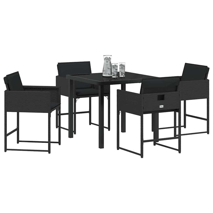 Have Spisebordssæt 5 pcs Sort polyrattan