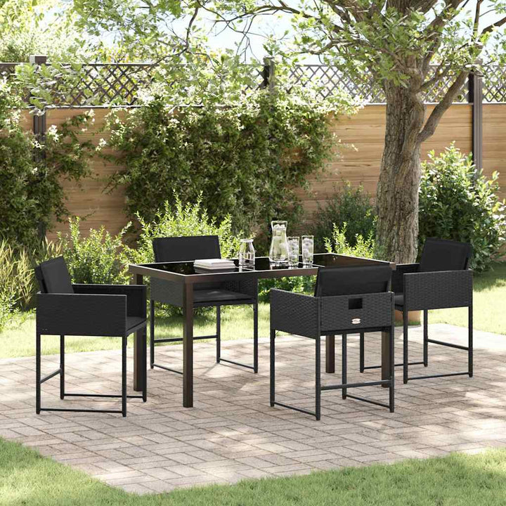 Have Spisebordssæt 5 pcs Sort polyrattan