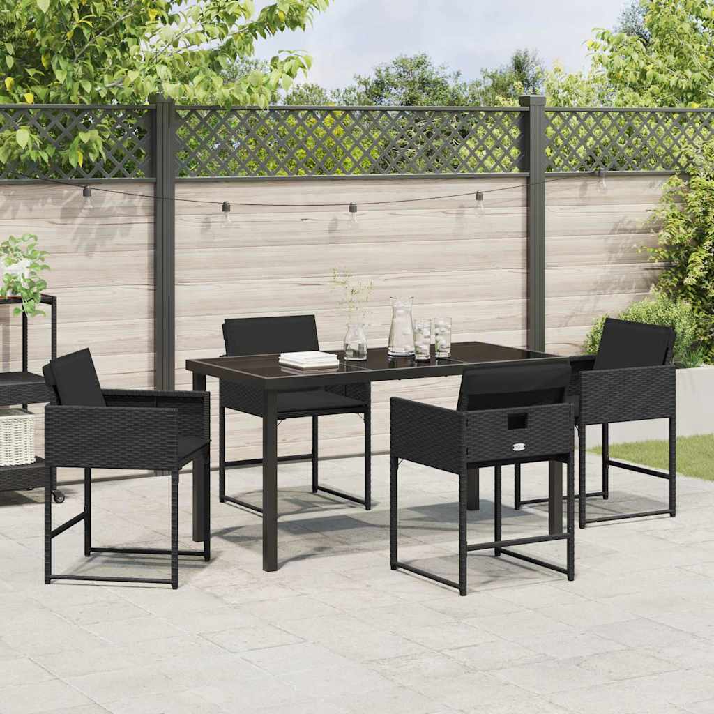 Have Spisebordssæt 5 pcs Sort polyrattan
