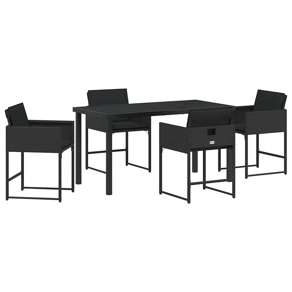 Have Spisebordssæt 5 pcs Sort polyrattan