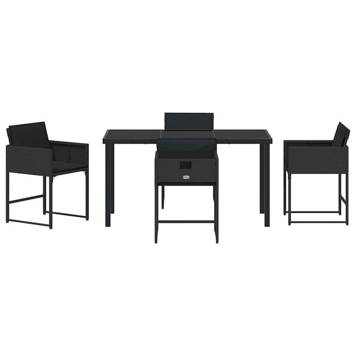 Have Spisebordssæt 5 pcs Sort polyrattan