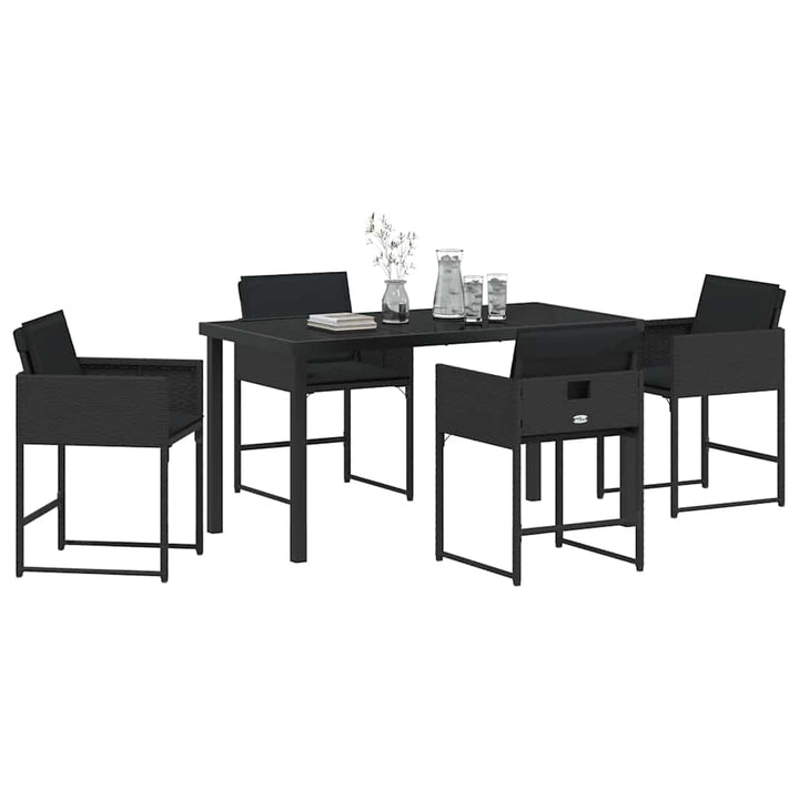 Have Spisebordssæt 5 pcs Sort polyrattan