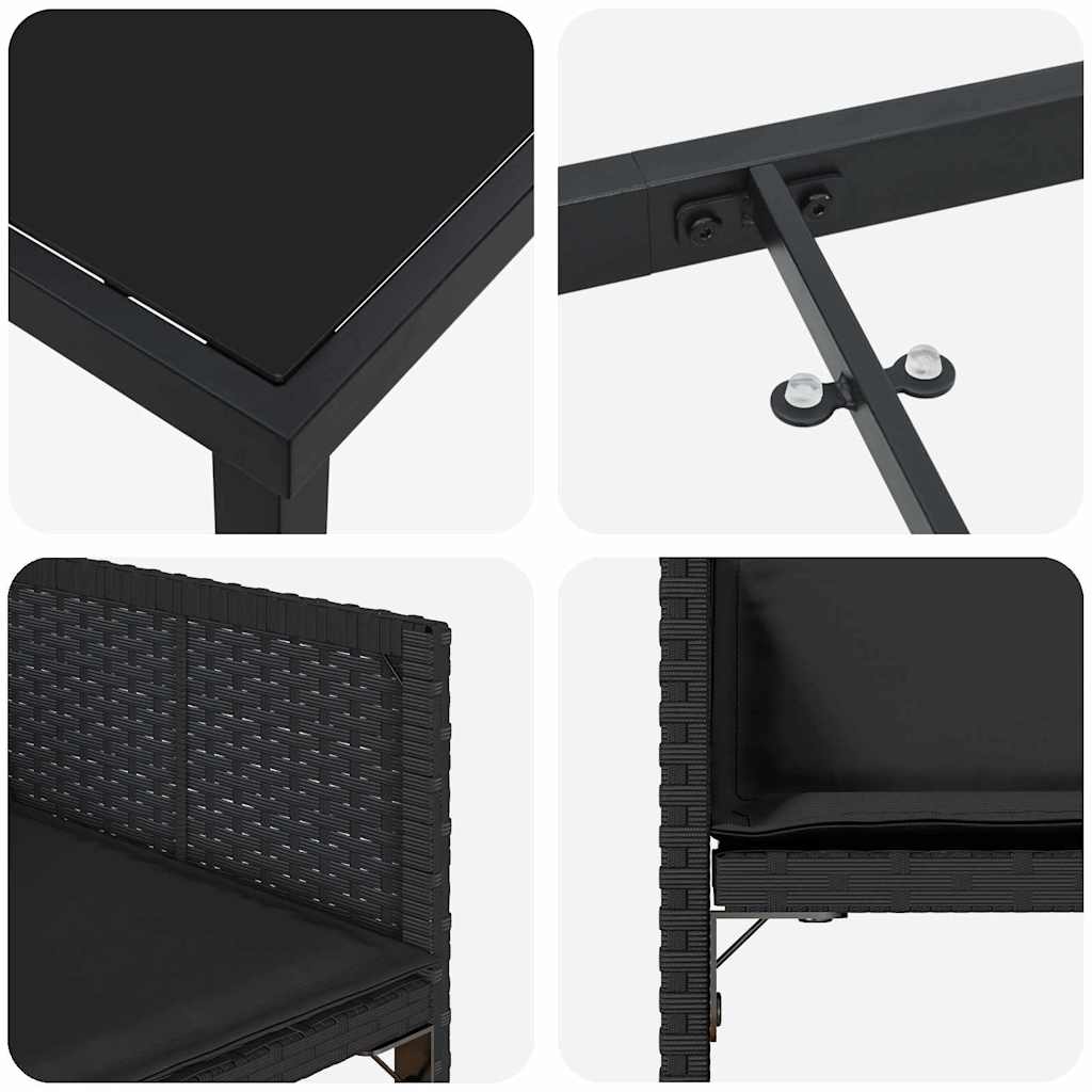 Have Spisebordssæt 5 pcs Sort polyrattan