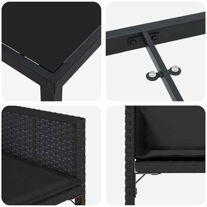 Have Spisebordssæt 5 pcs Sort polyrattan