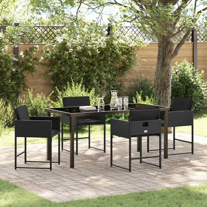 Have Spisebordssæt 5 pcs Sort polyrattan