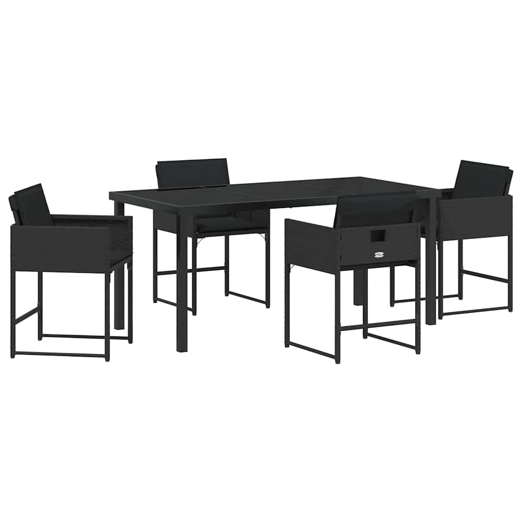 Have Spisebordssæt 5 pcs Sort polyrattan