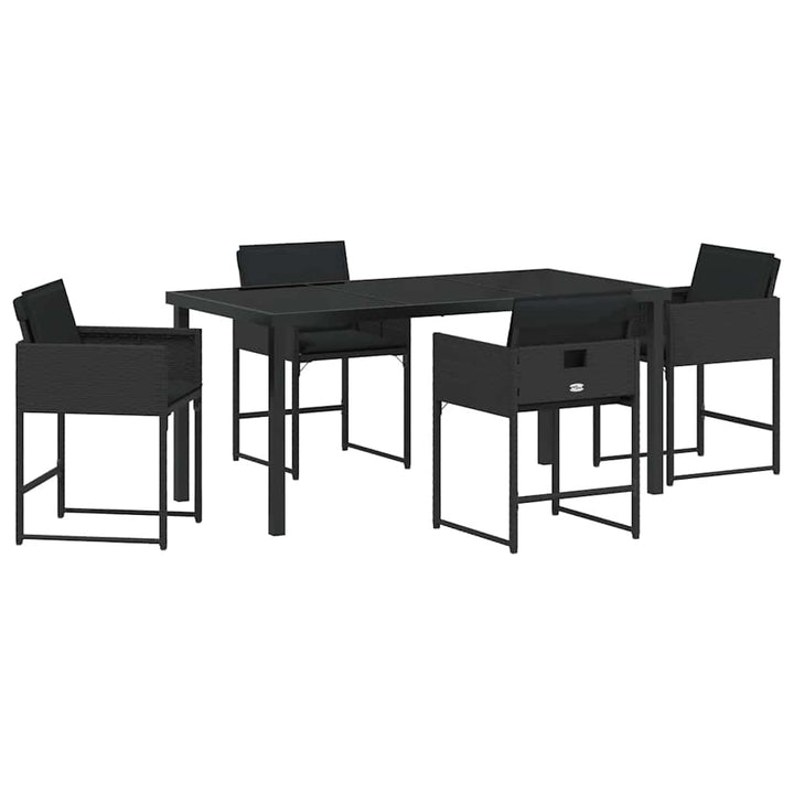 Have Spisebordssæt 5 pcs Sort polyrattan