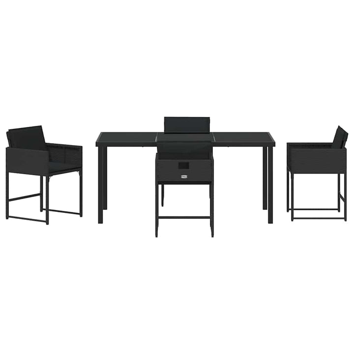 Have Spisebordssæt 5 pcs Sort polyrattan