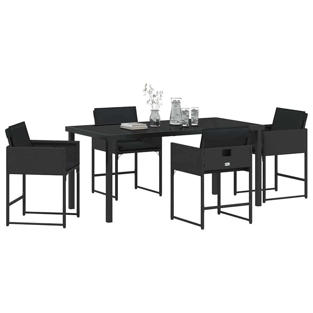 Have Spisebordssæt 5 pcs Sort polyrattan