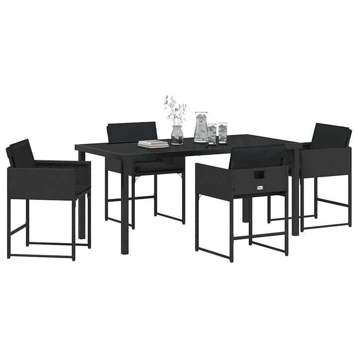 Have Spisebordssæt 5 pcs Sort polyrattan