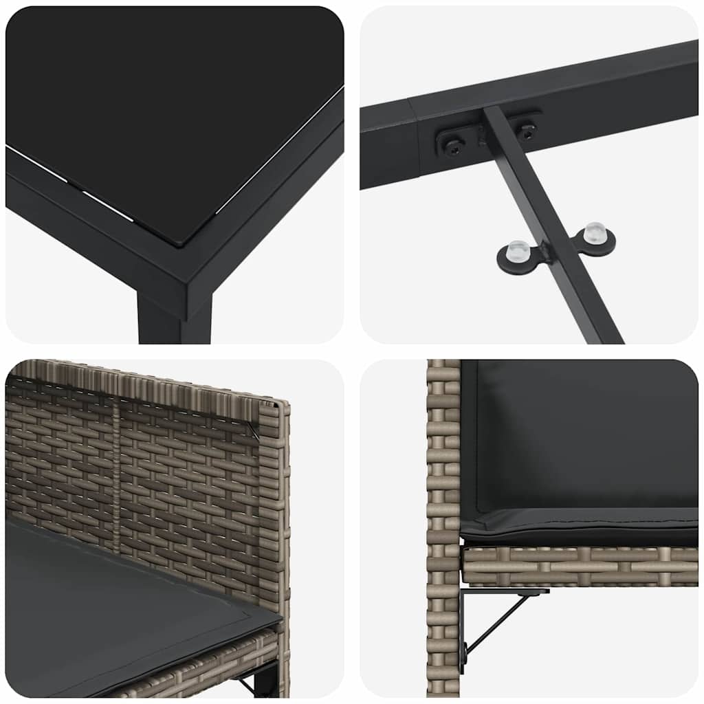 Have Spisebordssæt 5 pcs Grå polyrattan