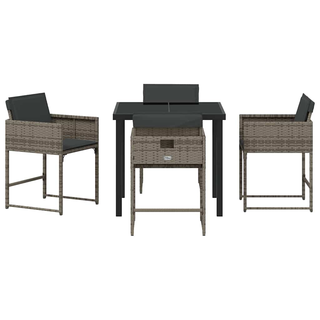 Have Spisebordssæt 5 pcs Grå polyrattan