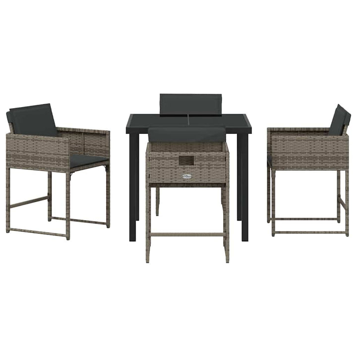 Have Spisebordssæt 5 pcs Grå polyrattan