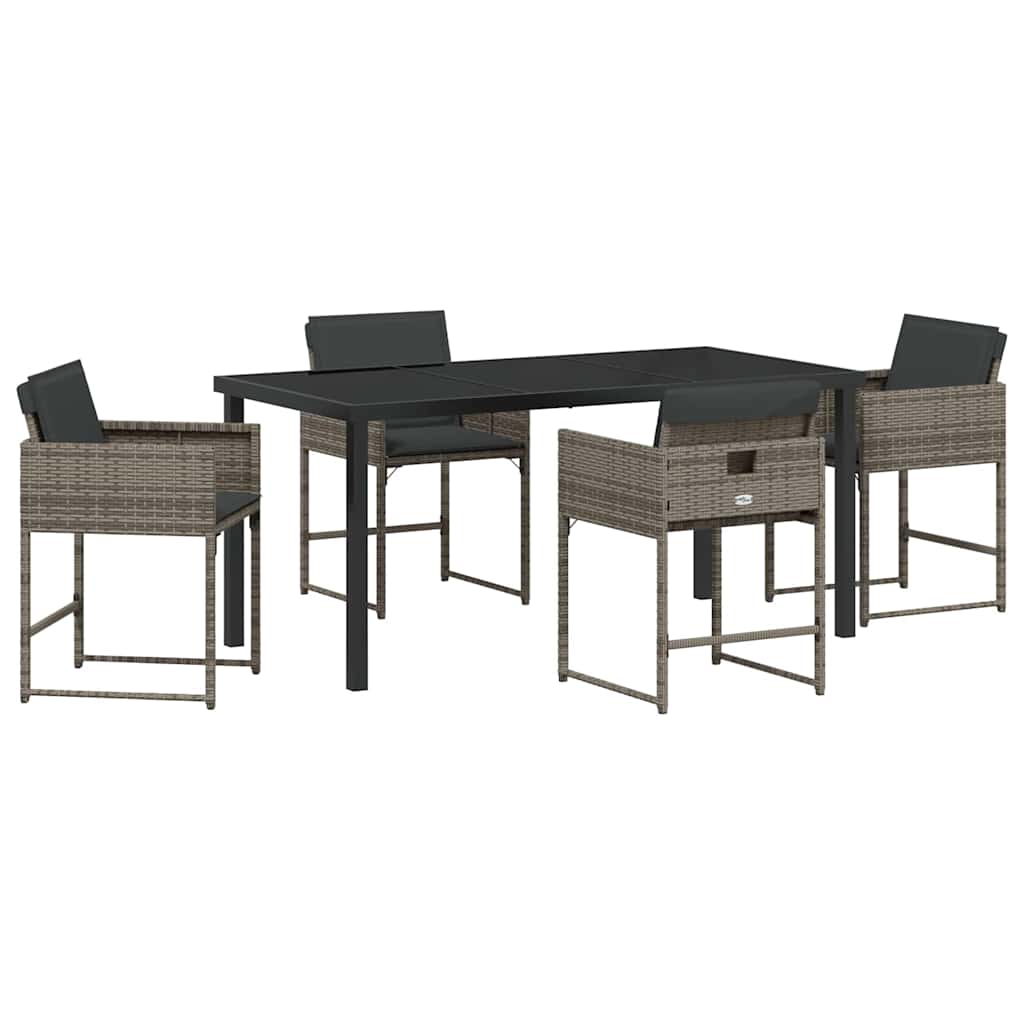 Have Spisebordssæt 5 pcs Grå polyrattan