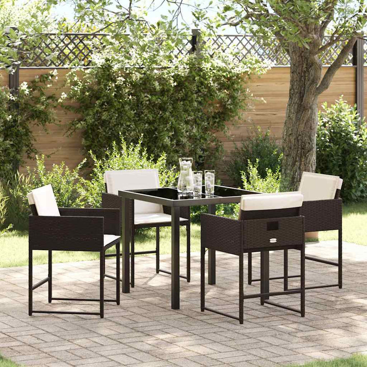 Have Spisebordssæt 5 pcs Brun polyrattan